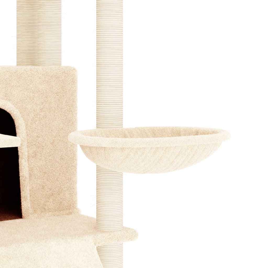 Albero per Gatti con Tiragraffi in Sisal Crema 154 cm — miniatura 5 di 6