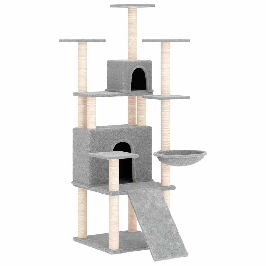 Albero per Gatti con Tiragraffi in Sisal Grigio Chiaro 154 cm — miniatura 2 di 6