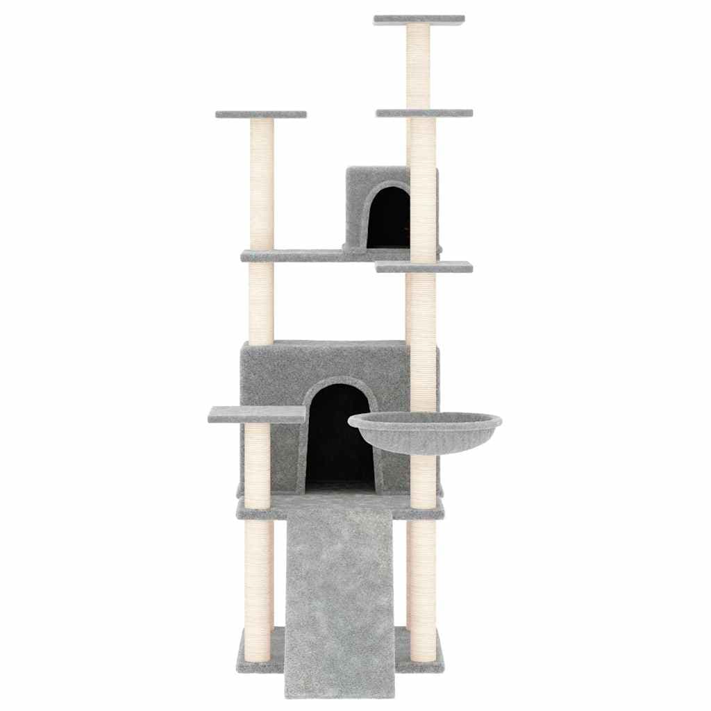 Albero per Gatti con Tiragraffi in Sisal Grigio Chiaro 154 cm — miniatura 3 di 6