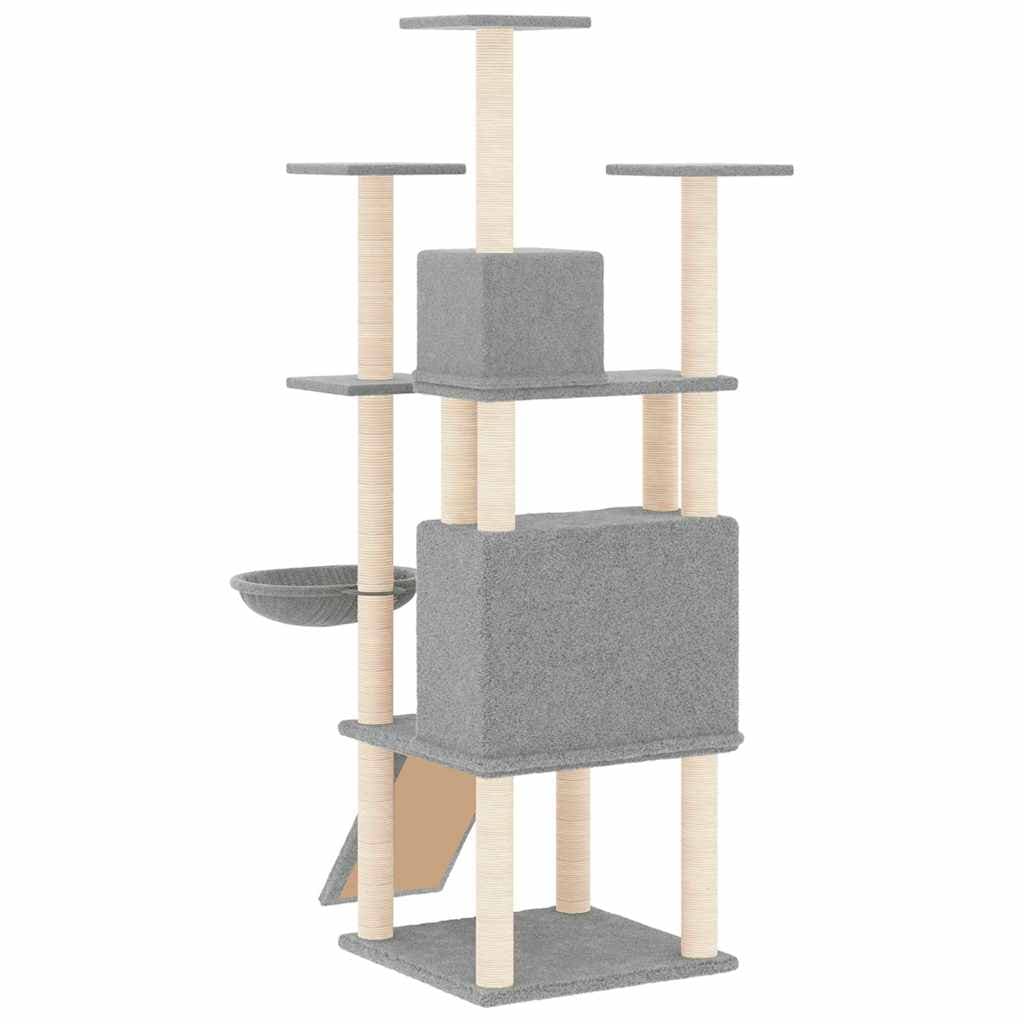 Albero per Gatti con Tiragraffi in Sisal Grigio Chiaro 154 cm — miniatura 4 di 6