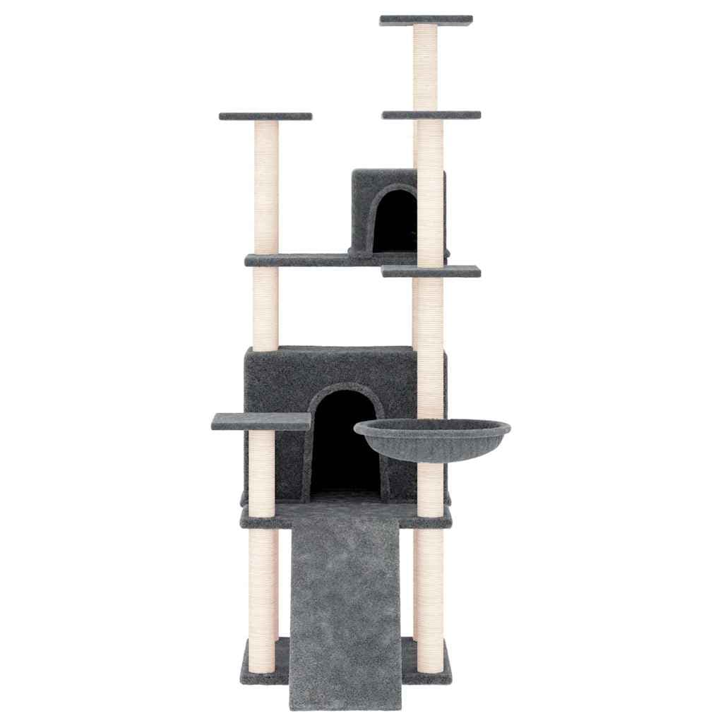 Albero per Gatti con Tiragraffi in Sisal Grigio Scuro 154 cm — miniatura 3 di 6