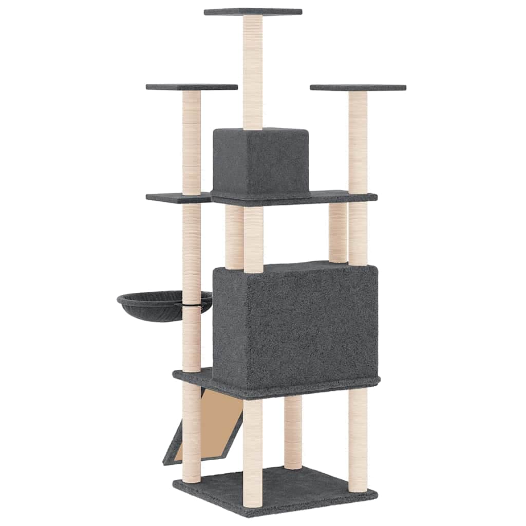 Albero per Gatti con Tiragraffi in Sisal Grigio Scuro 154 cm — miniatura 4 di 6