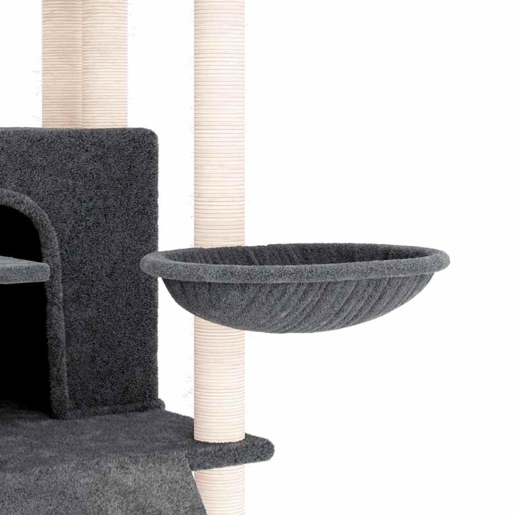 Albero per Gatti con Tiragraffi in Sisal Grigio Scuro 154 cm — miniatura 5 di 6