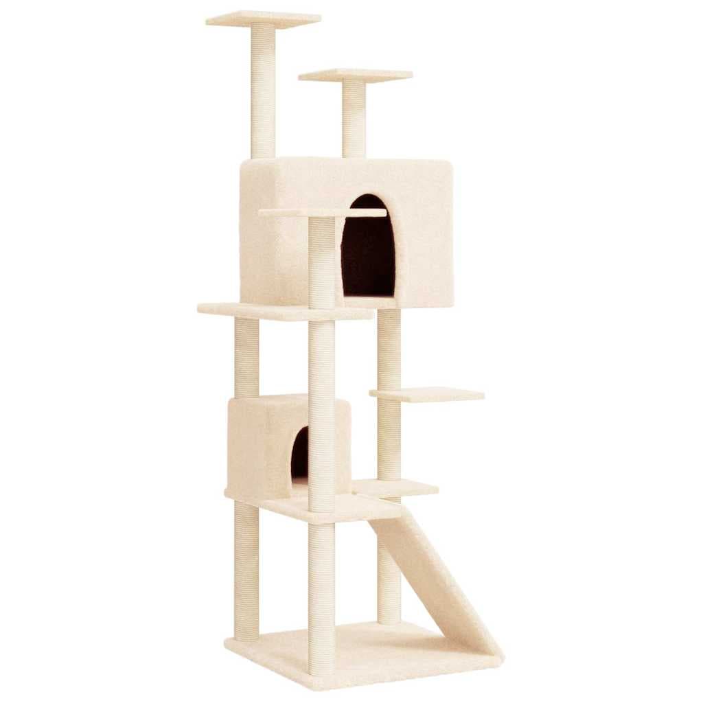 Albero per Gatti con Tiragraffi in Sisal Crema 153 cm — miniatura 2 di 6