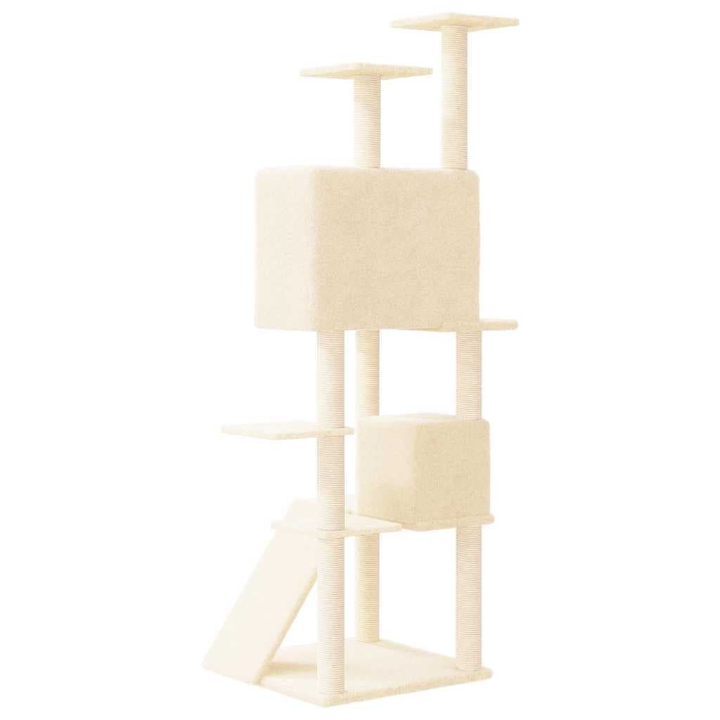 Albero per Gatti con Tiragraffi in Sisal Crema 153 cm — miniatura 4 di 6