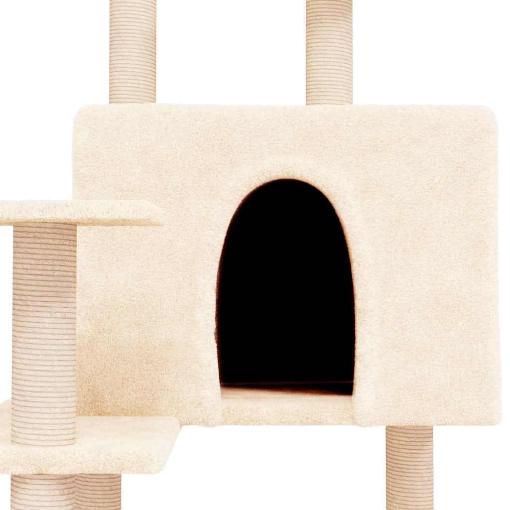 Albero per Gatti con Tiragraffi in Sisal Crema 153 cm — miniatura 5 di 6