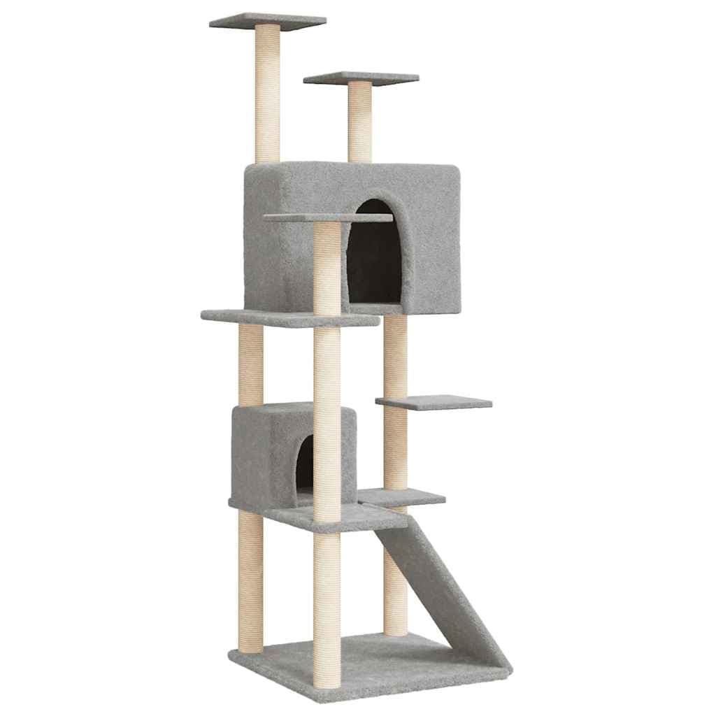 Albero per Gatti con Tiragraffi in Sisal Grigio Chiaro 153 cm — miniatura 2 di 6