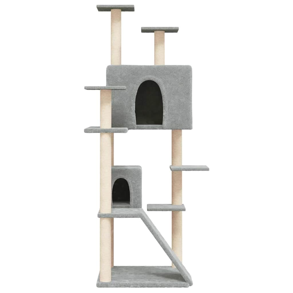 Albero per Gatti con Tiragraffi in Sisal Grigio Chiaro 153 cm — miniatura 3 di 6
