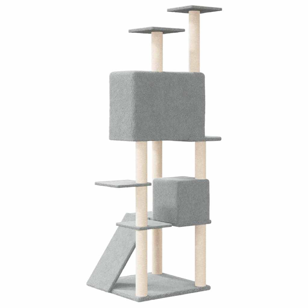 Albero per Gatti con Tiragraffi in Sisal Grigio Chiaro 153 cm — miniatura 4 di 6