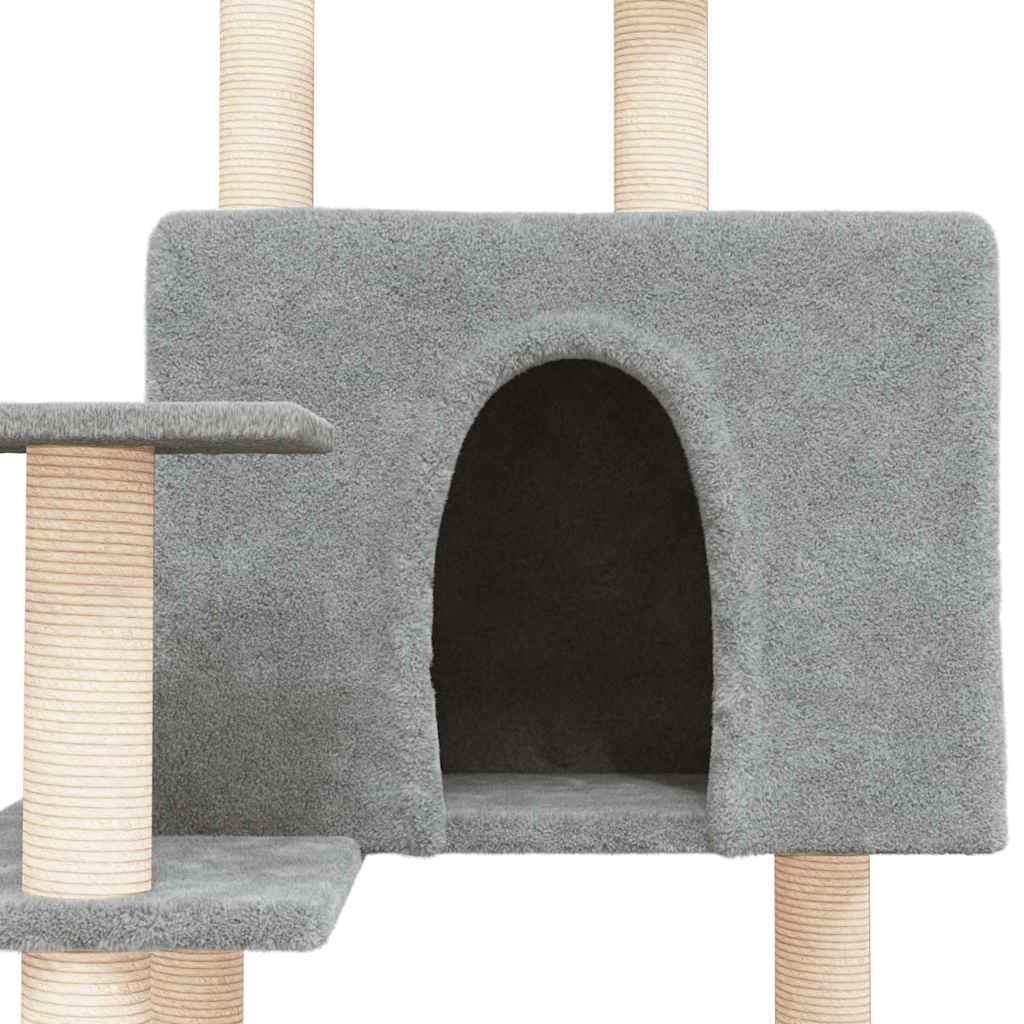Albero per Gatti con Tiragraffi in Sisal Grigio Chiaro 153 cm — miniatura 5 di 6