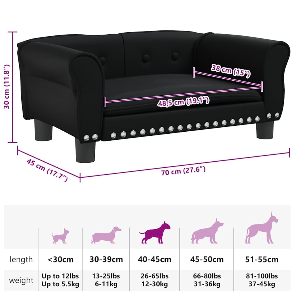Lettino per Cani Nero 70x45x30 cm in Similpelle — miniatura 6 di 6