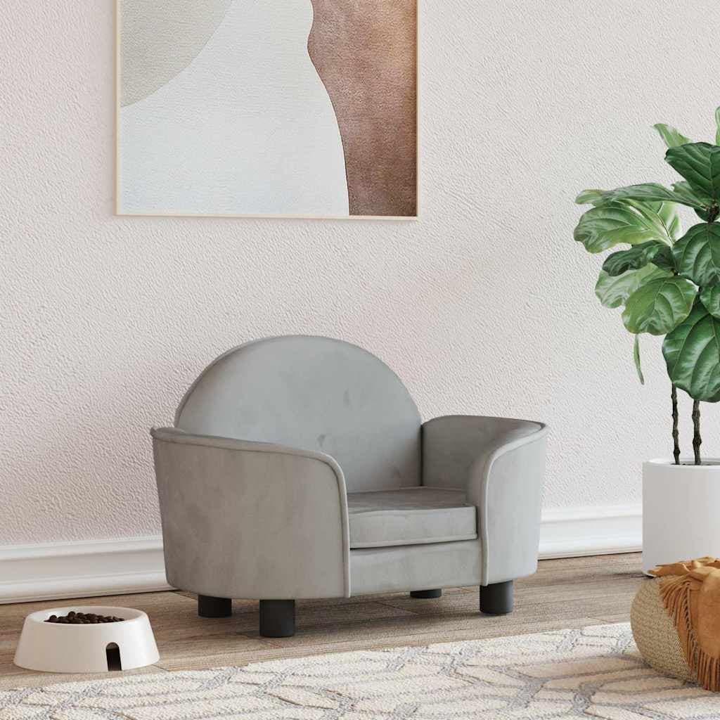 Lettino per Cani Grigio Chiaro 66x40x45 cm in Velluto — miniatura 1 di 6