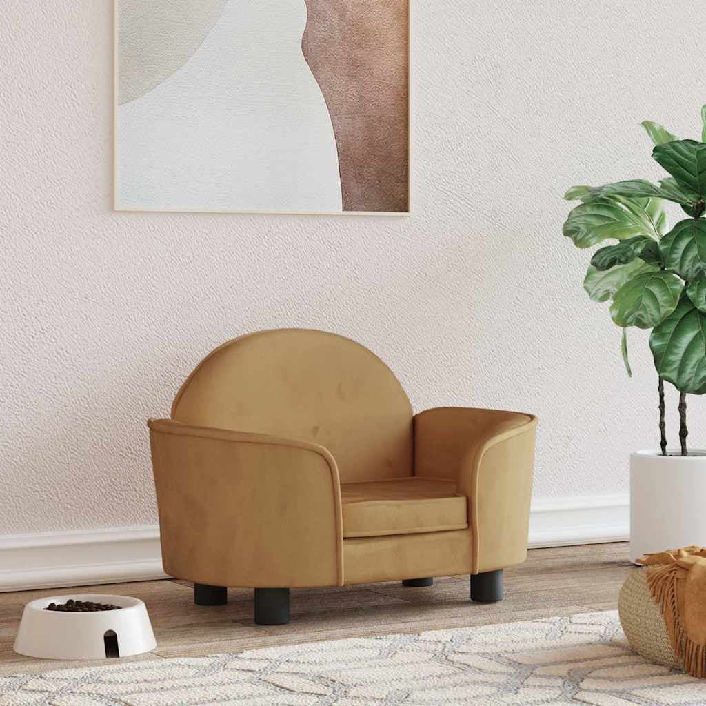 Lettino per Cani Marrone 66x40x45 cm in Velluto — miniatura 1 di 6
