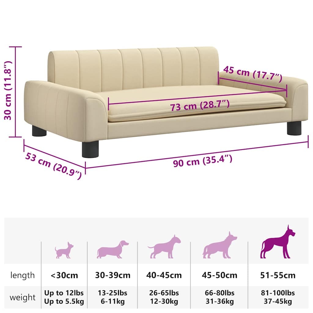 Lettino per Cani Crema 90x53x30 cm in Similpelle — miniatura 6 di 6