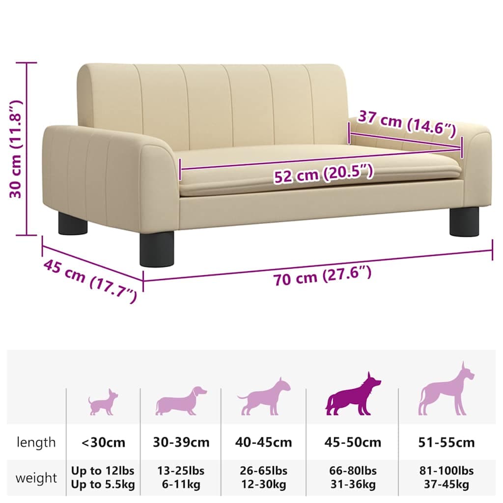 Lettino per Cani Crema 70x45x30 cm in Tessuto — miniatura 6 di 6