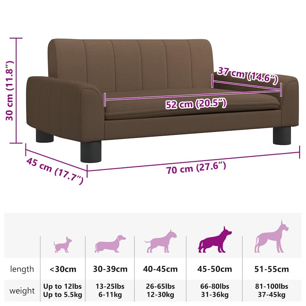Lettino per Cani Marrone 70x45x30 cm in Tessuto — miniatura 6 di 6