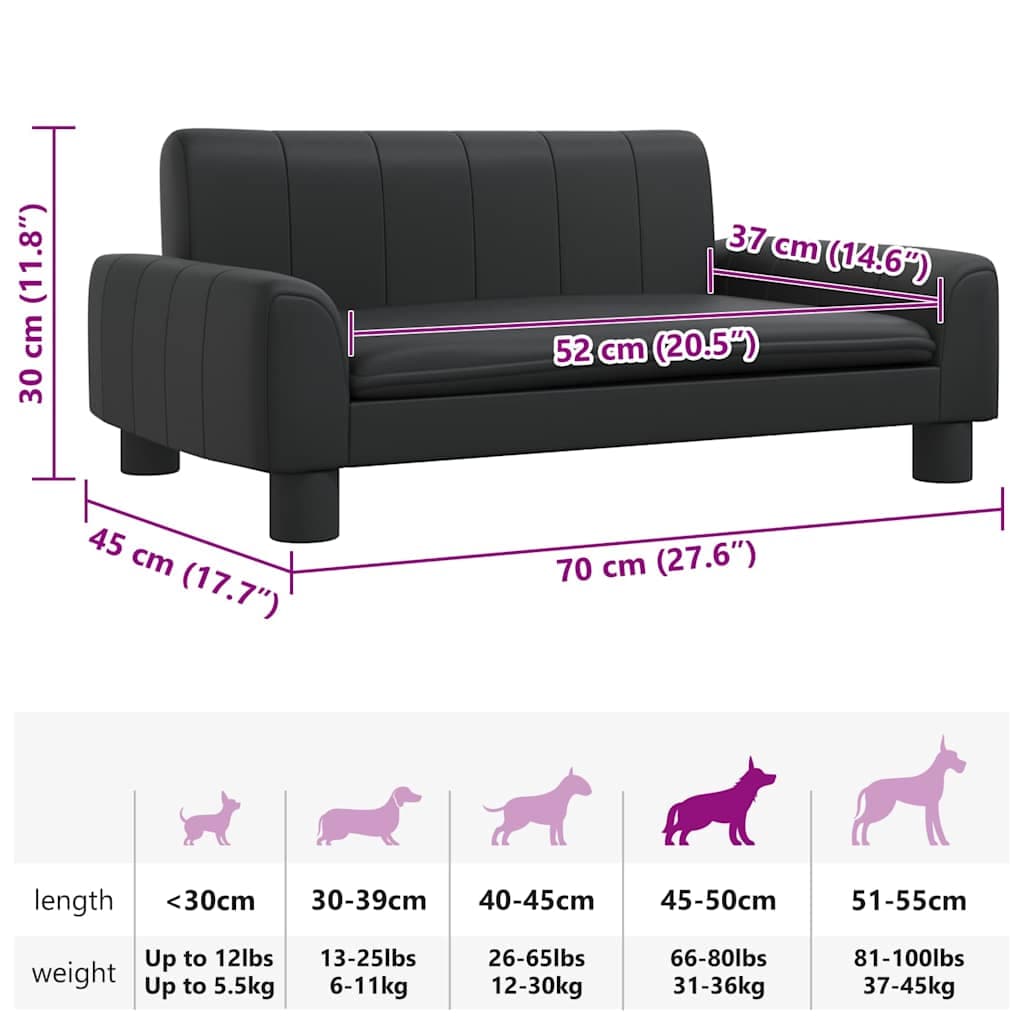 Lettino per Cani Nero 70x45x30 cm in Similpelle — miniatura 6 di 6