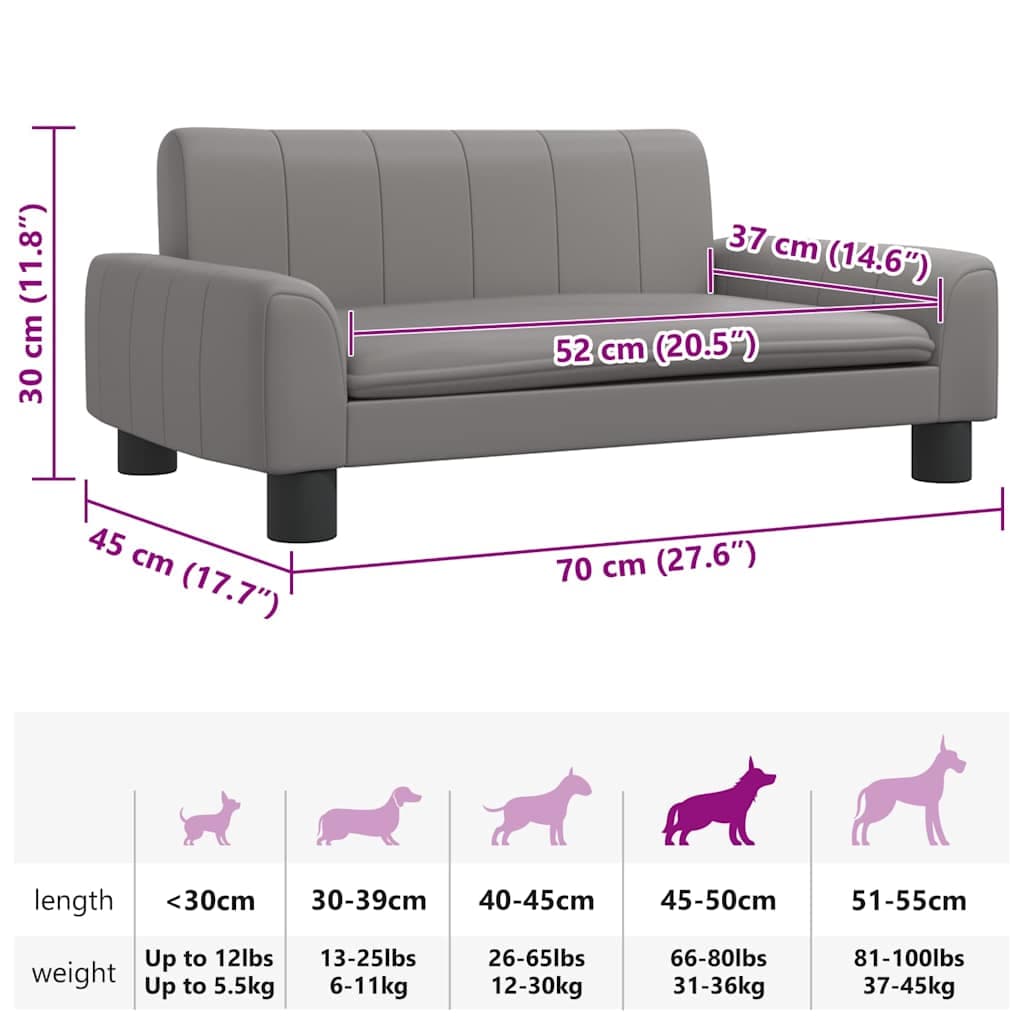 Lettino per Cani Grigio 70x45x30 cm in Similpelle — miniatura 6 di 6