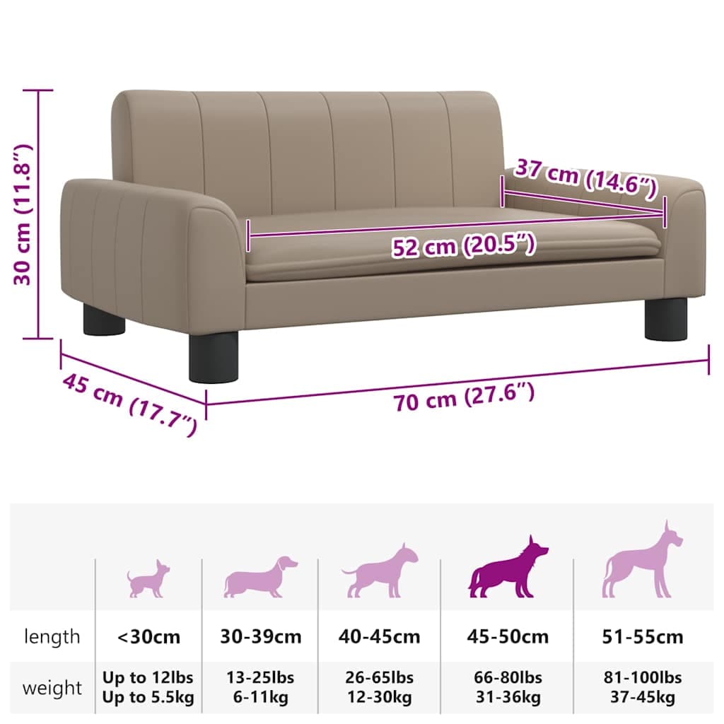 Lettino per Cani Cappuccino 70x45x30 cm in Similpelle — miniatura 6 di 6