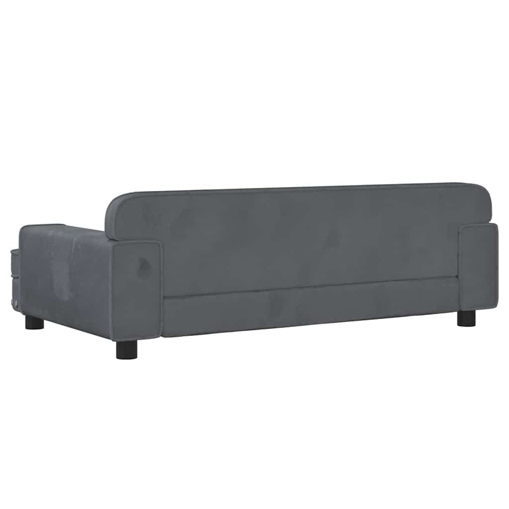 Lettino per Cani Grigio Scuro 90x53x30 cm in Velluto — miniatura 4 di 6