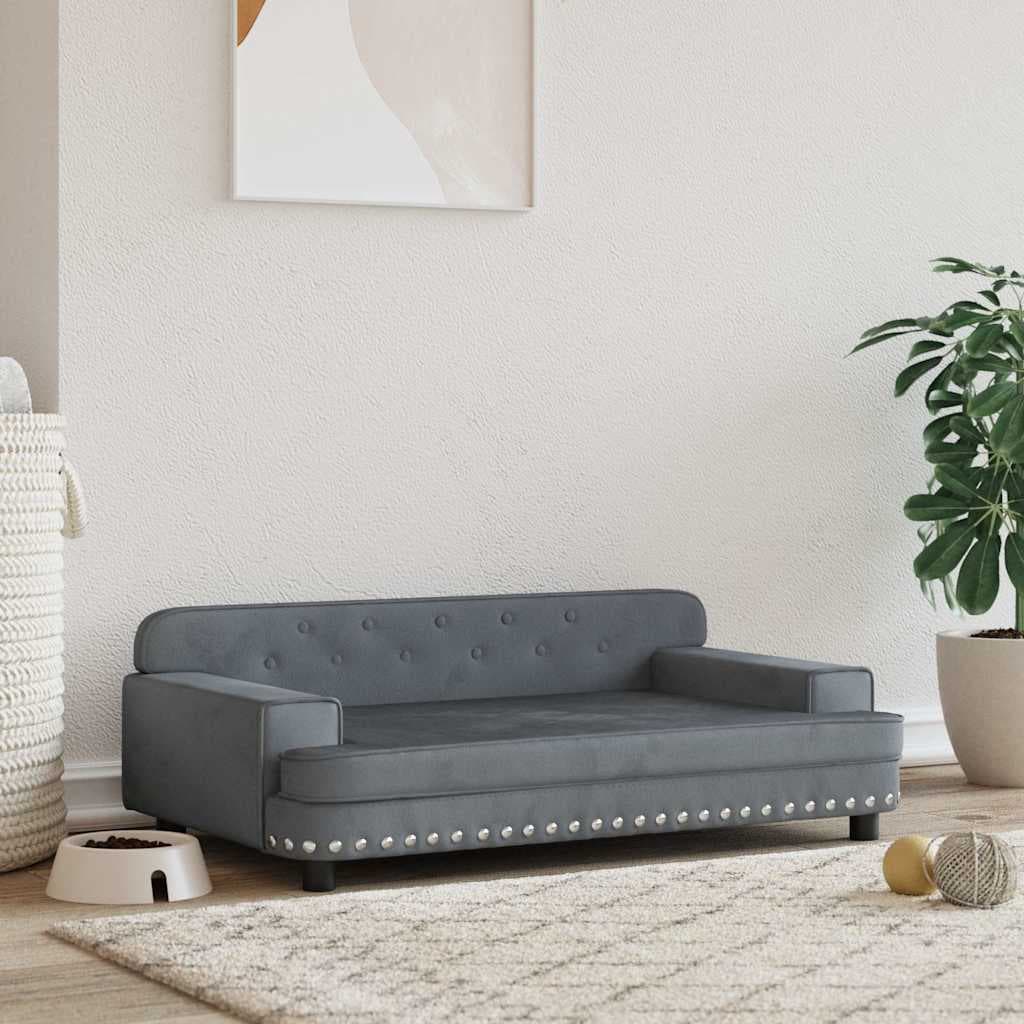 Lettino per Cani Grigio Scuro 90x53x30 cm in Velluto — miniatura 1 di 6