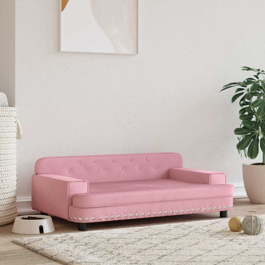 Lettino per Cani Rosa 90x53x30 cm in Velluto — miniatura 1 di 6