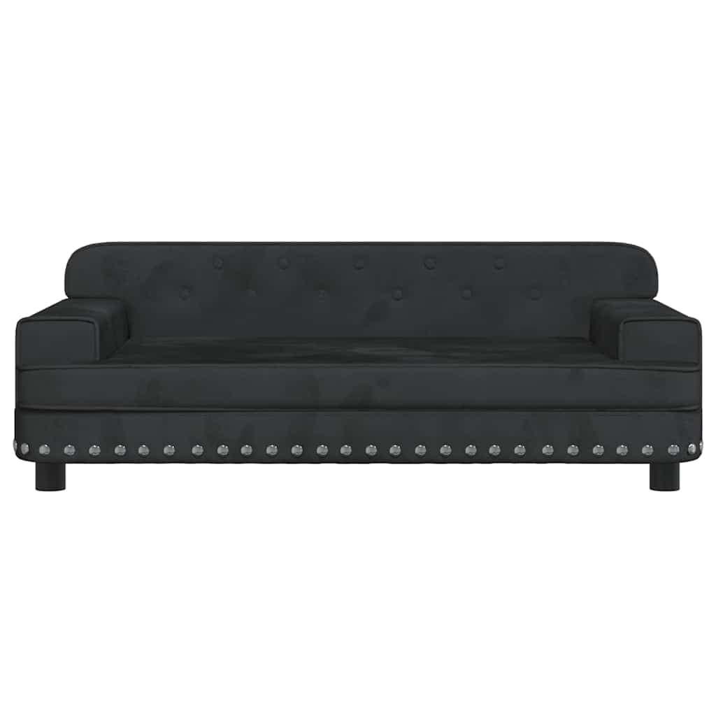 Lettino per Cani Nero 90x53x30 cm in Velluto — miniatura 3 di 6
