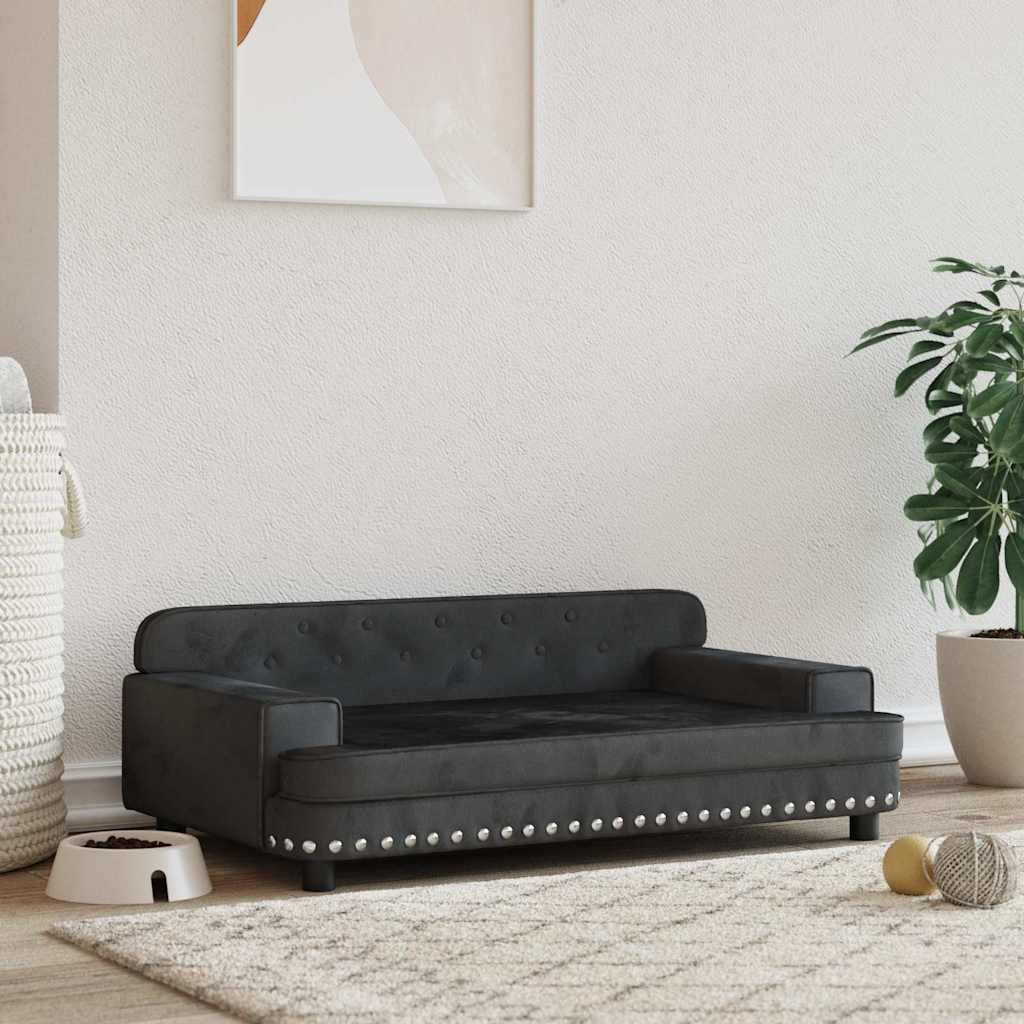 Lettino per Cani Nero 90x53x30 cm in Velluto — miniatura 1 di 6