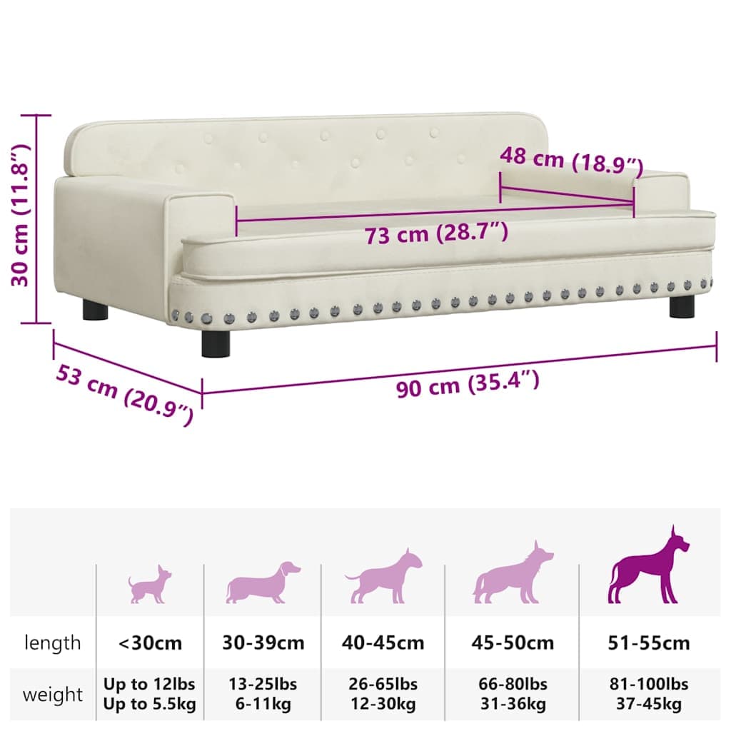 Lettino per Cani Crema 90x53x30 cm in Velluto — miniatura 6 di 6