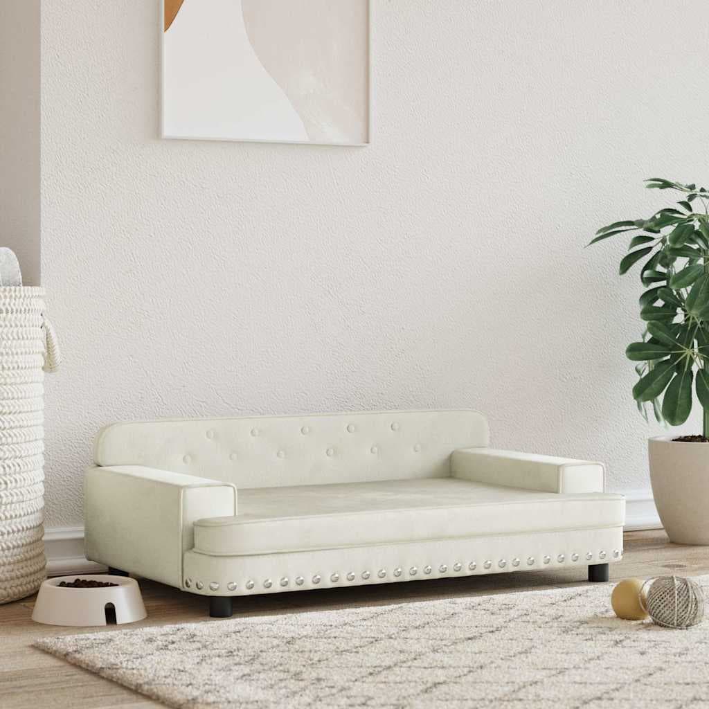 Lettino per Cani Crema 90x53x30 cm in Velluto — miniatura 1 di 6