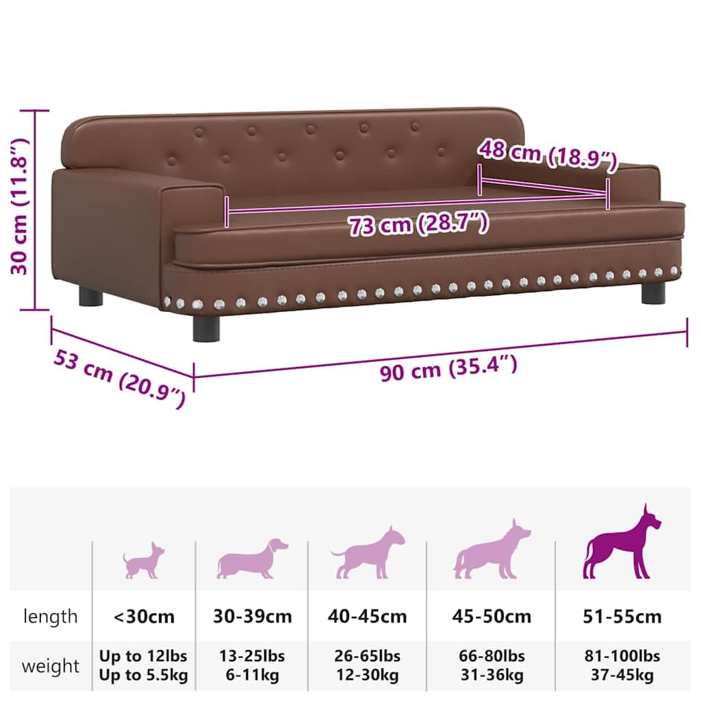 Lettino per Cani Marrone 90x53x30 cm in Similpelle — miniatura 6 di 6