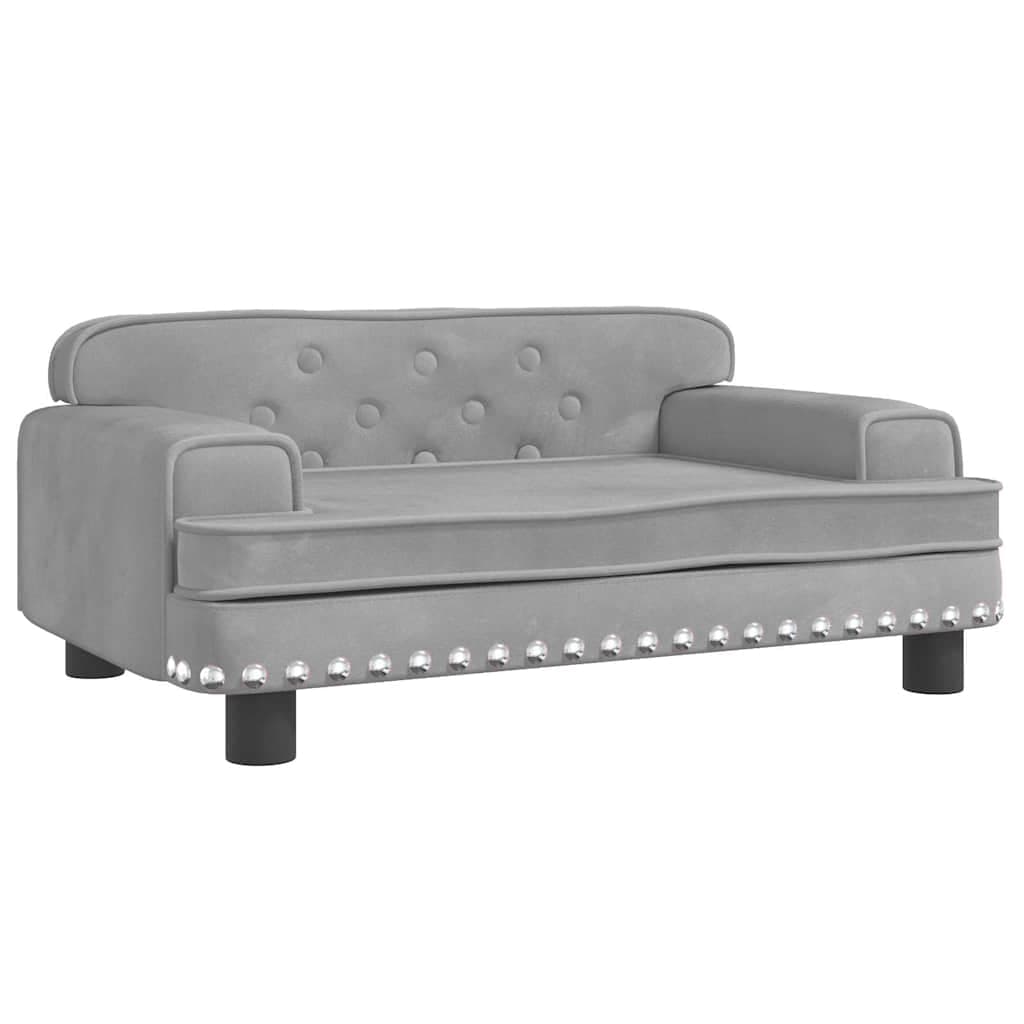 Lettino per Cani Grigio Chiaro 70x45x30 cm in Velluto — miniatura 2 di 6