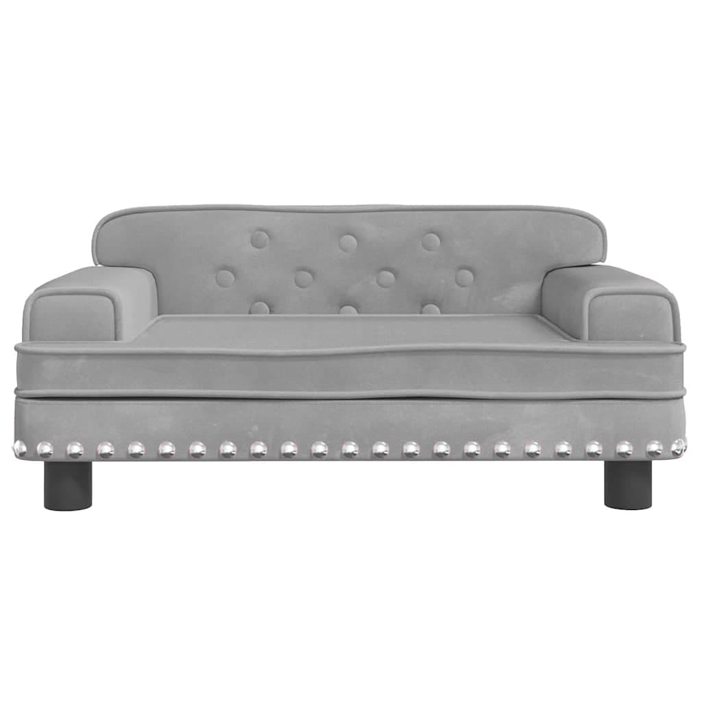 Lettino per Cani Grigio Chiaro 70x45x30 cm in Velluto — miniatura 3 di 6