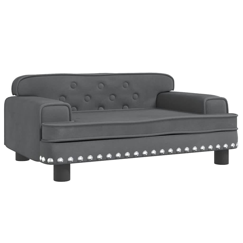 Lettino per Cani Grigio Scuro 70x45x30 cm in Velluto — miniatura 2 di 6