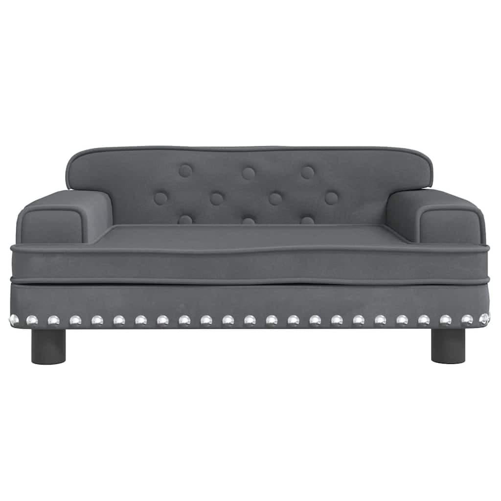 Lettino per Cani Grigio Scuro 70x45x30 cm in Velluto — miniatura 3 di 6