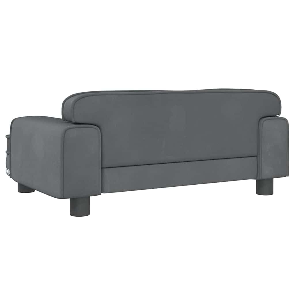 Lettino per Cani Grigio Scuro 70x45x30 cm in Velluto — miniatura 4 di 6