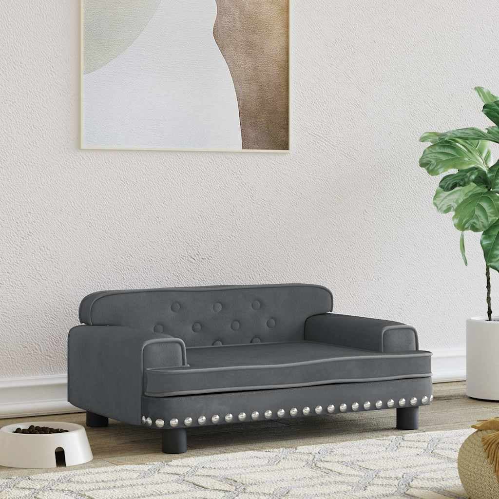 Lettino per Cani Grigio Scuro 70x45x30 cm in Velluto — miniatura 1 di 6