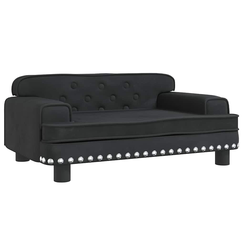 Lettino per Cani Nero 70x45x30 cm in Velluto — miniatura 2 di 6