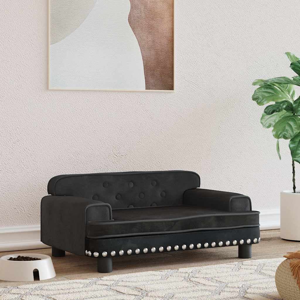 Lettino per Cani Nero 70x45x30 cm in Velluto — miniatura 1 di 6