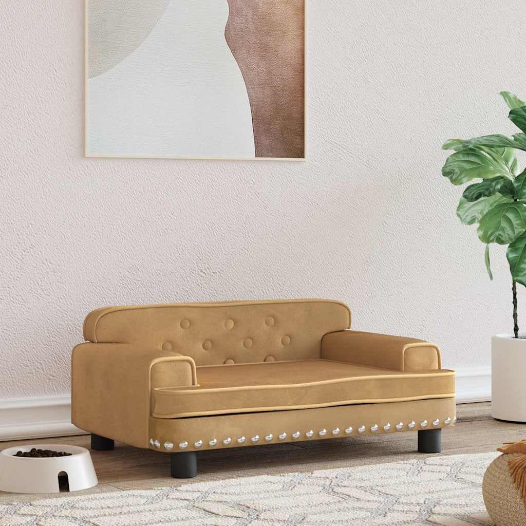 Lettino per Cani Marrone 70x45x30 cm in Velluto — miniatura 1 di 6