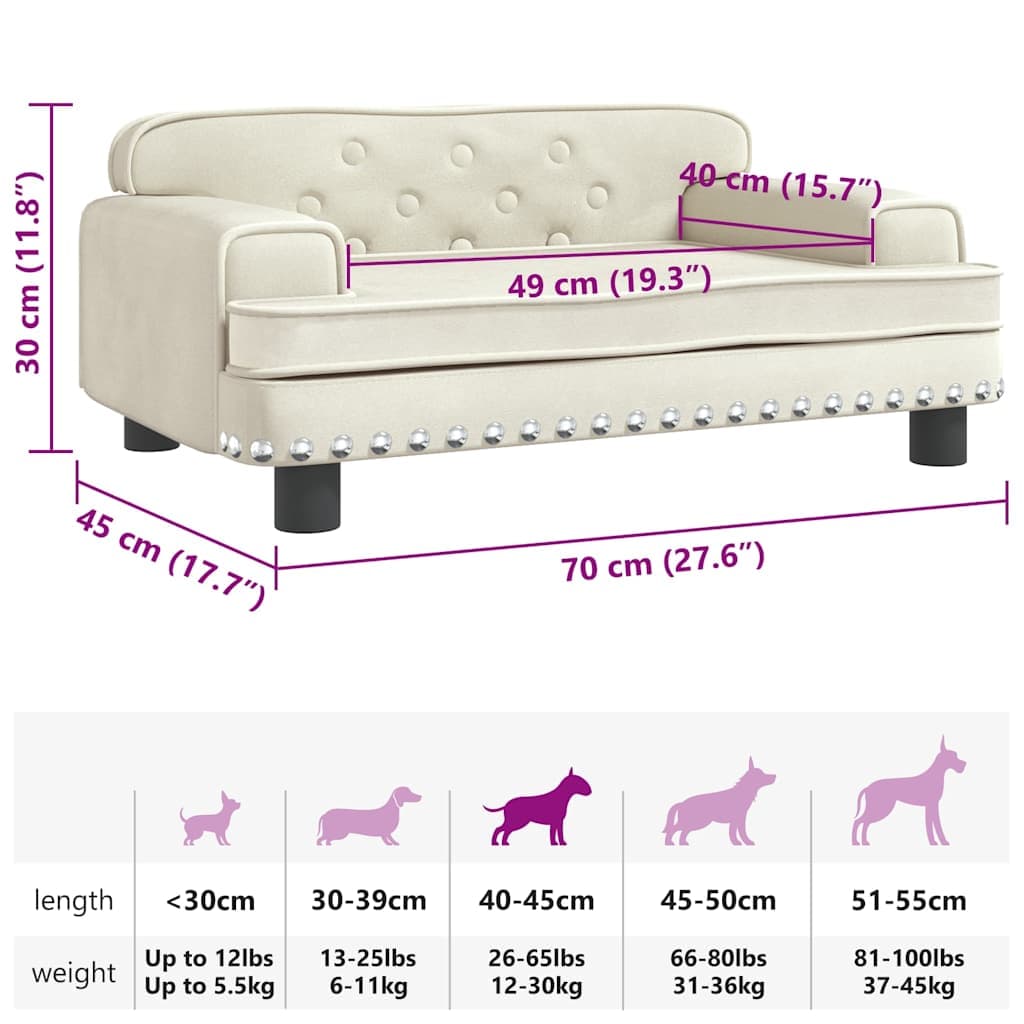 Lettino per Cani Crema 70x45x30 cm in Velluto — miniatura 6 di 6