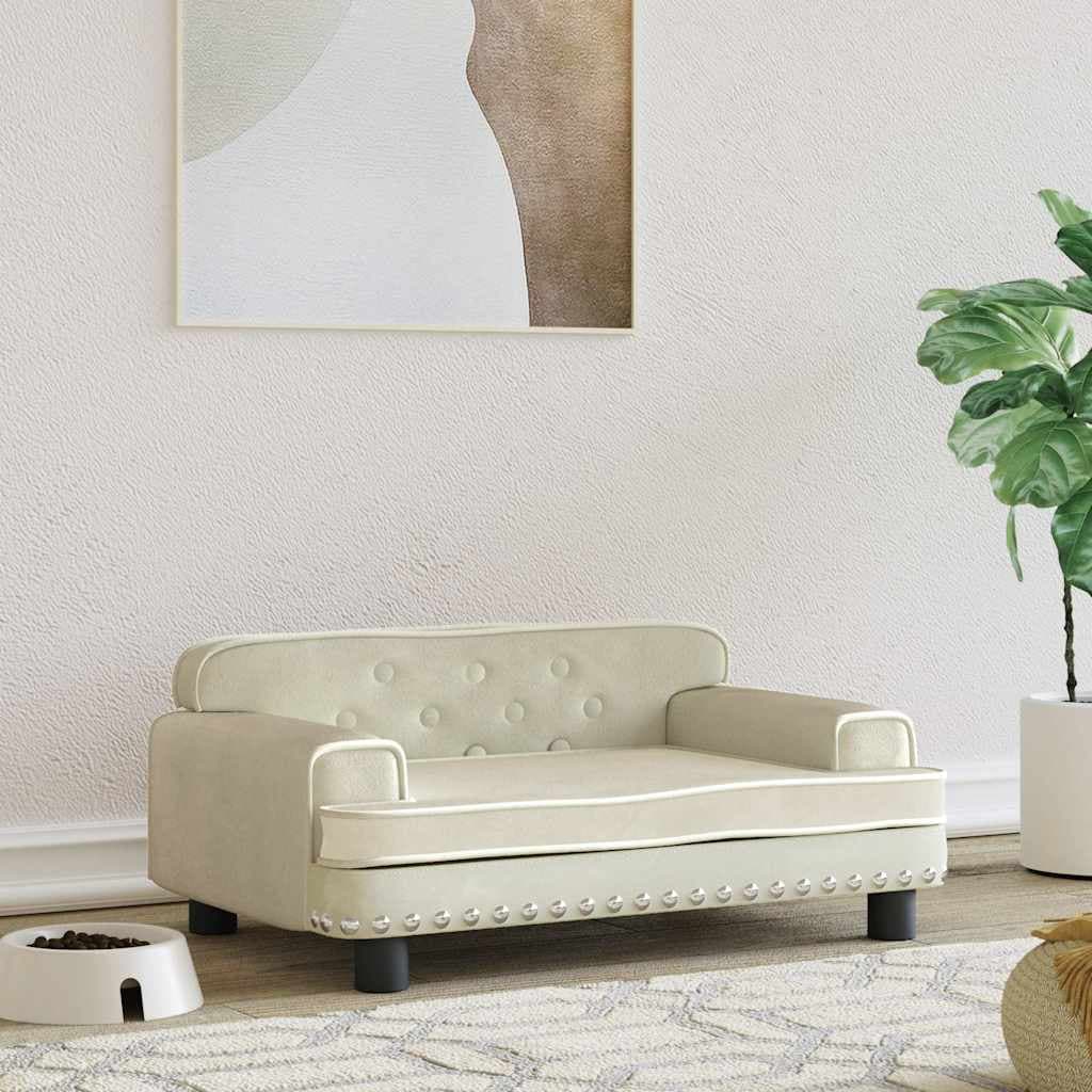 Lettino per Cani Crema 70x45x30 cm in Velluto — miniatura 1 di 6