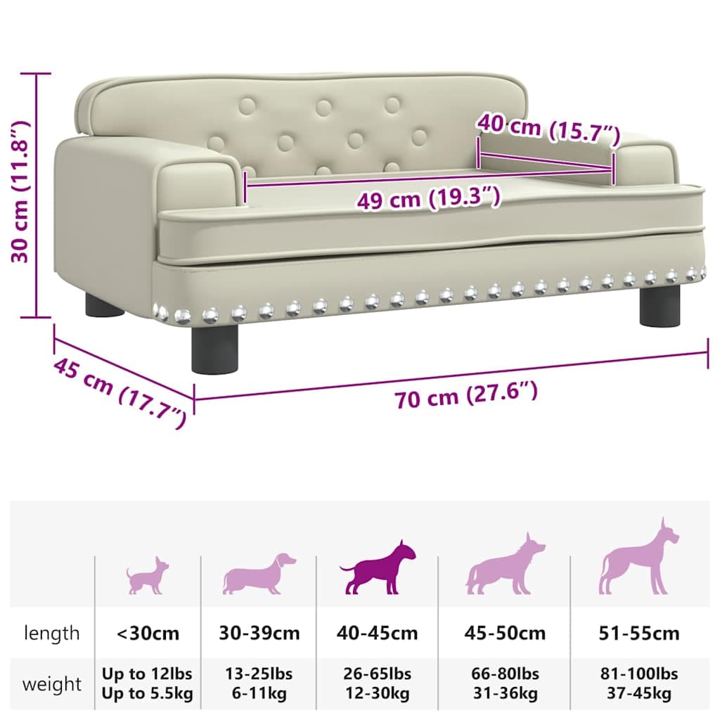 Lettino per Cani Crema 70x45x30 cm in Similpelle — miniatura 6 di 6