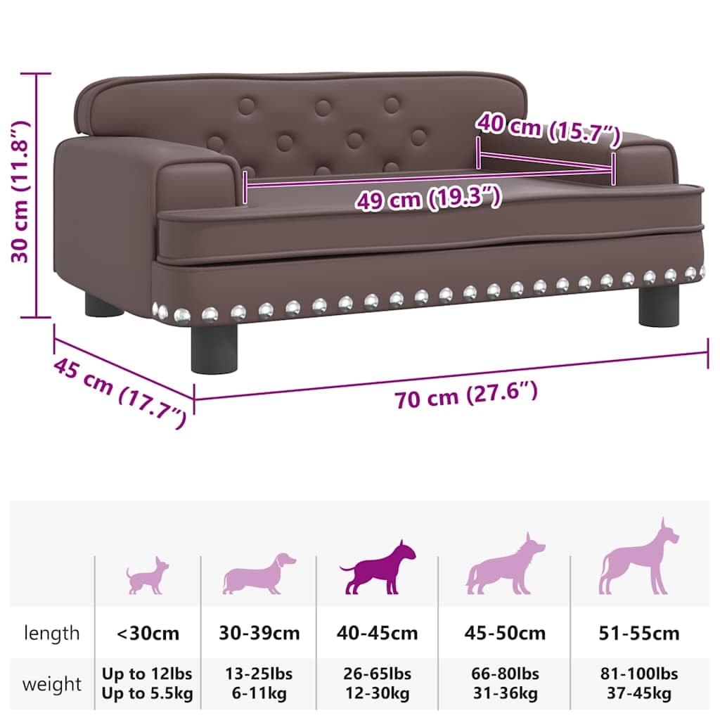 Lettino per Cani Marrone 70x45x30 cm in Similpelle — miniatura 6 di 6