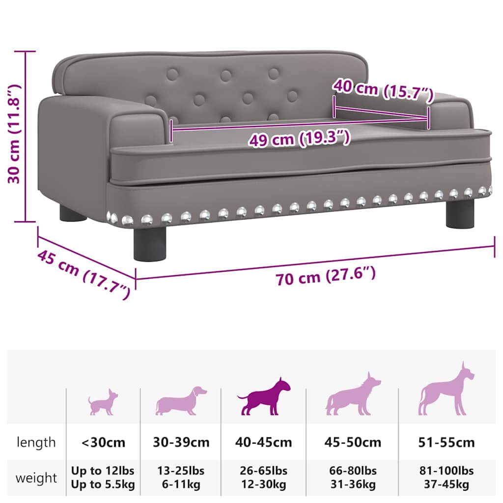 Lettino per Cani Grigio 70x45x30 cm in Similpelle — miniatura 6 di 6