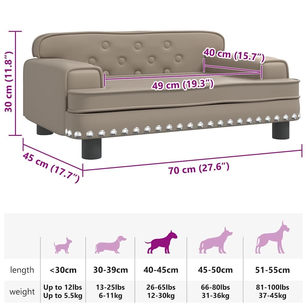 Lettino per Cani Cappuccino 70x45x30 cm in Similpelle — miniatura 6 di 6