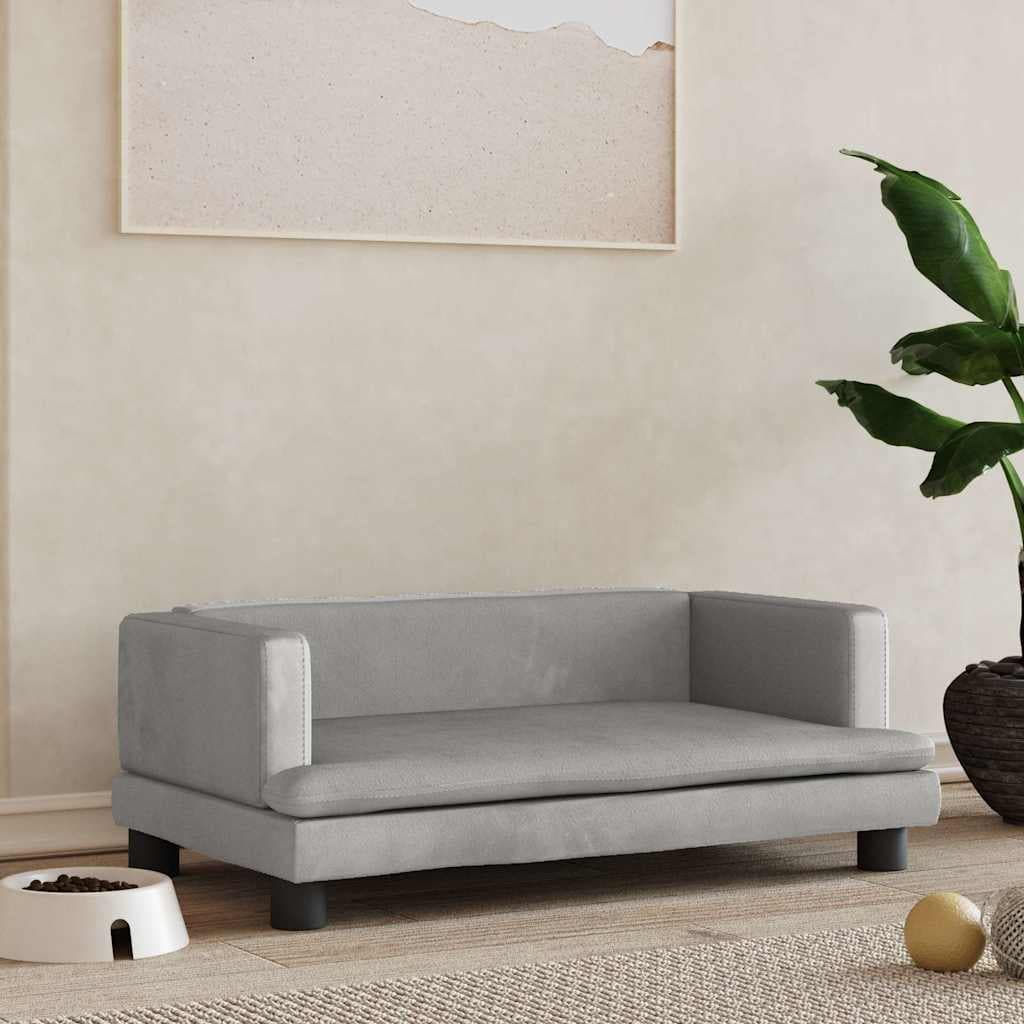 Lettino per Cani Grigio Chiaro 80x45x30 cm in Velluto — miniatura 1 di 6