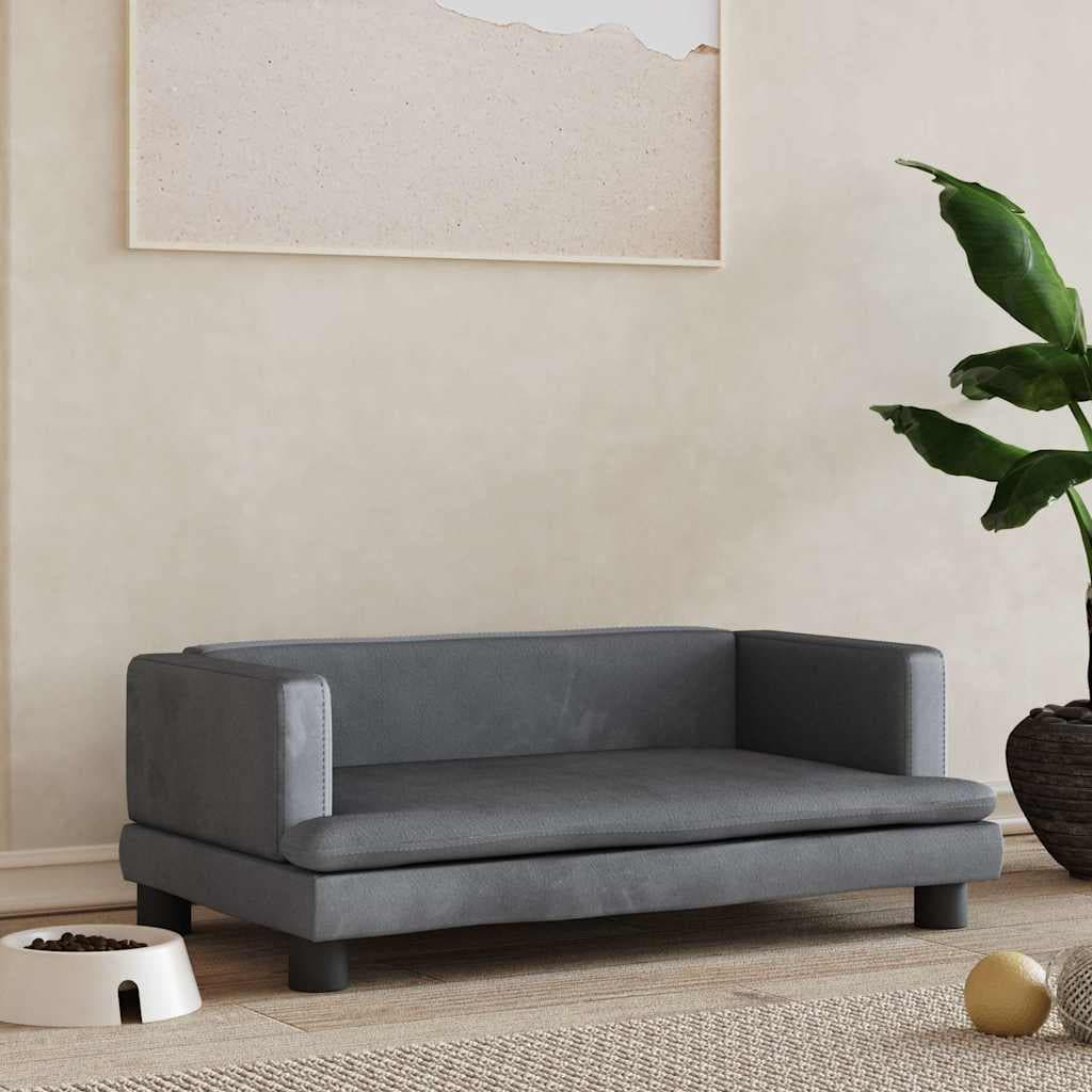 Lettino per Cani Grigio Scuro 80x45x30 cm in Velluto — miniatura 1 di 6