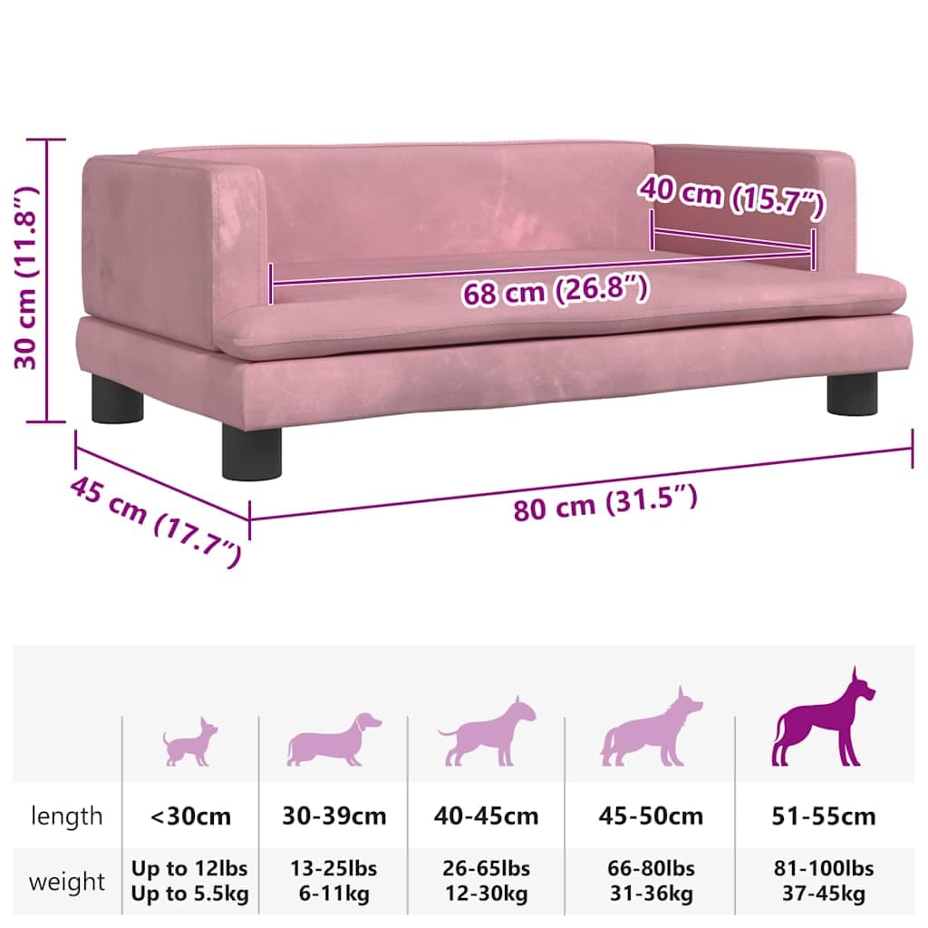 Lettino per Cani Rosa 80x45x30 cm in Velluto — miniatura 6 di 6