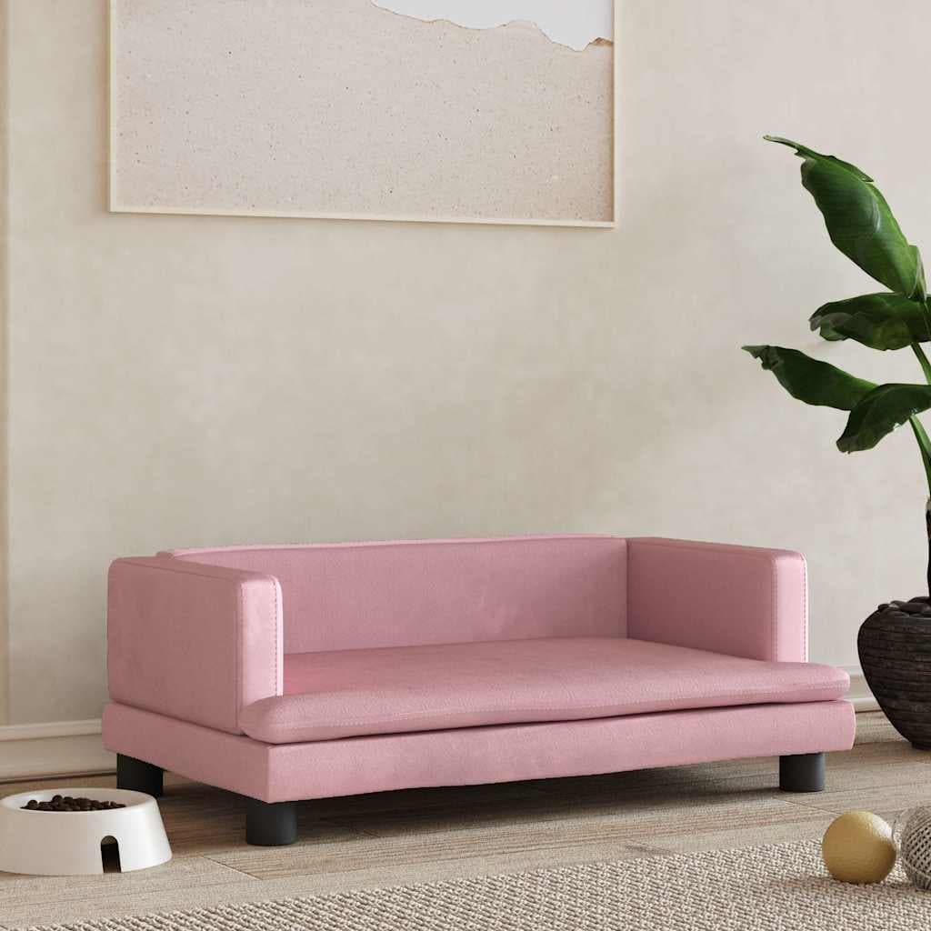 Lettino per Cani Rosa 80x45x30 cm in Velluto — miniatura 1 di 6